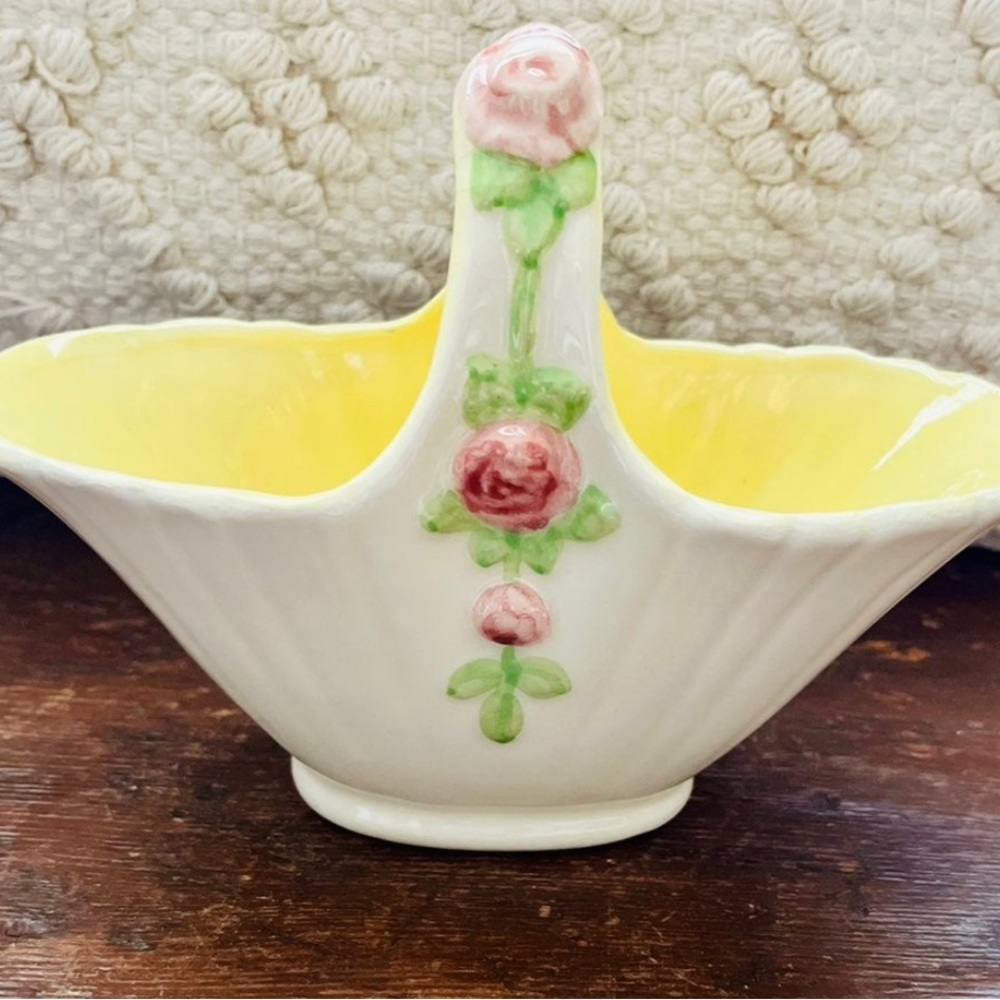 Vintage Spring Ceramic Basket Planter/Candy Dish